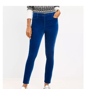 LOFT Petite Sutton Skinny Pants in Velvet in Brushstroke Blue